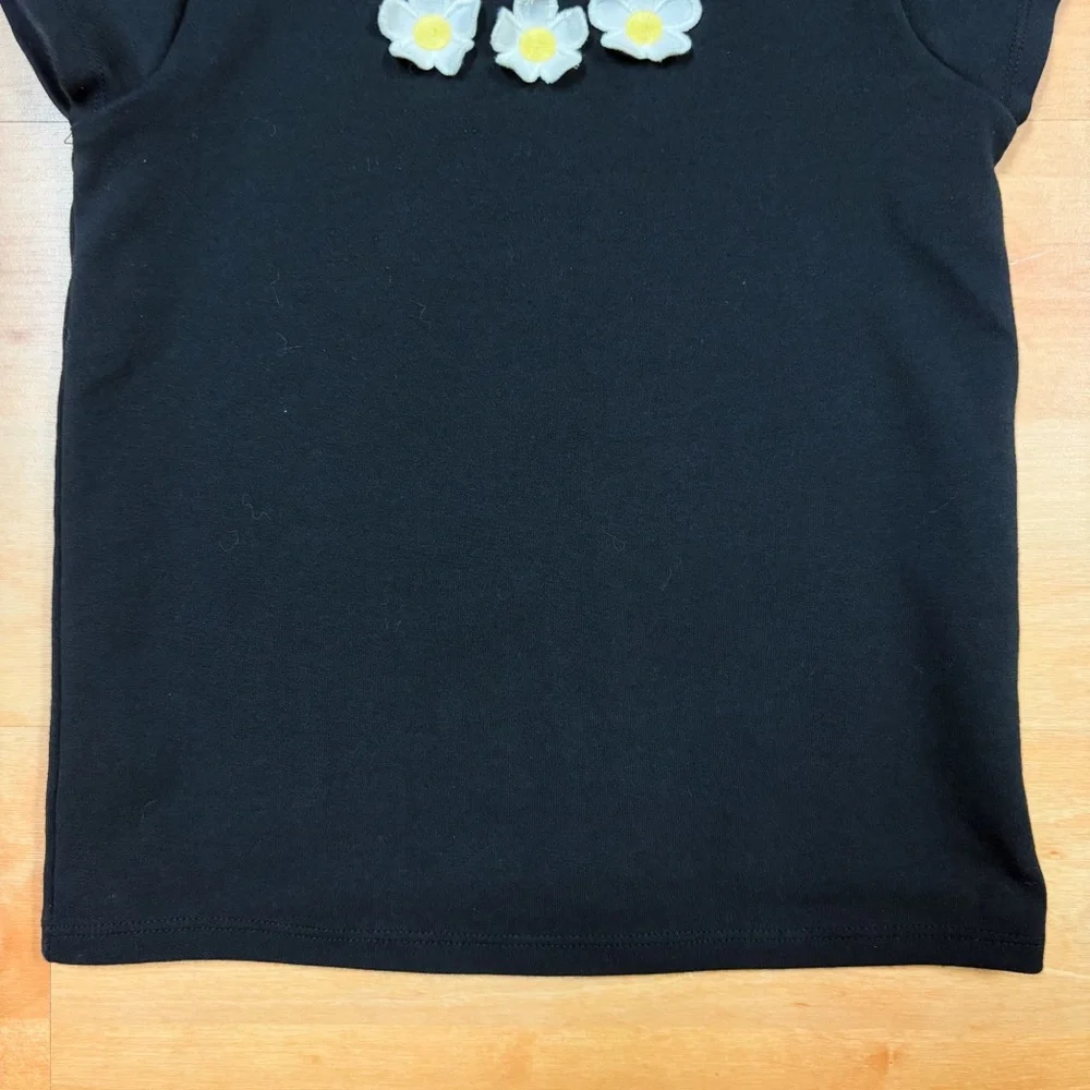 Gymboree Black Short Sleeve Daisy Appliqué Short Sleeve Top Toddler 5T